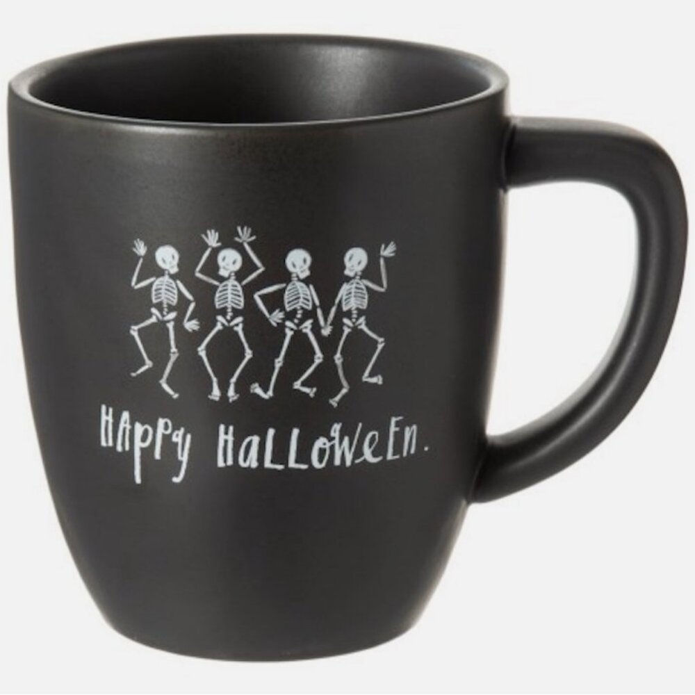 Rae Dunn Dancing Skeleton Happy Halloween Mugs Set of 6